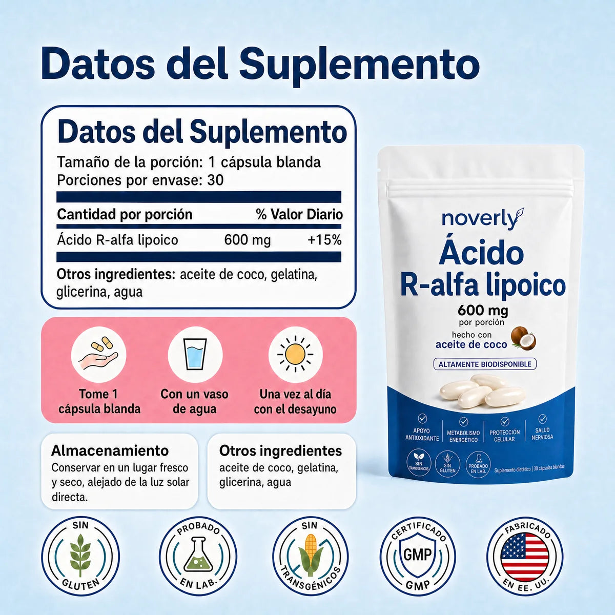 Ácido R-Alfa Lipoico 600 mg